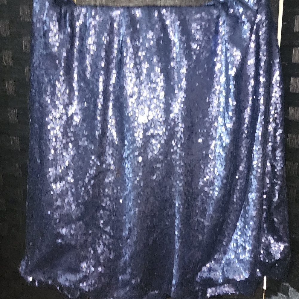 Sparkling Navy Sequin Midi Skirt